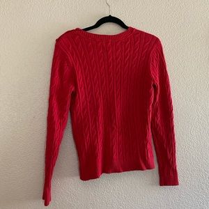 Red L Knit Long Sleeve Top